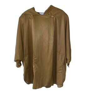 Merle Chicago Vintage Womens Jacket One Size Tan Cocoon Poncho Hooded Cape